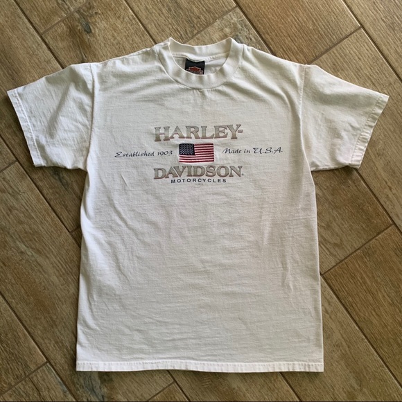 Vintage 90s Harley-Davidson embroidered flag tee - Picture 10 of 10